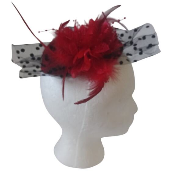 Fascinator Headpiece Red One Size - Picture 2 of 4